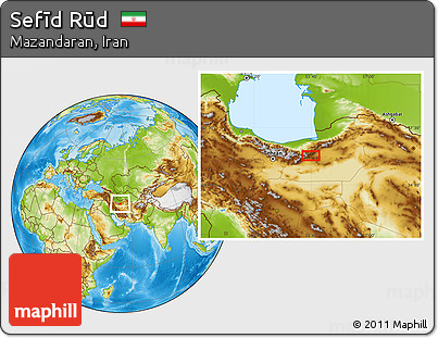 Physical Location Map of Sefīd Rūd