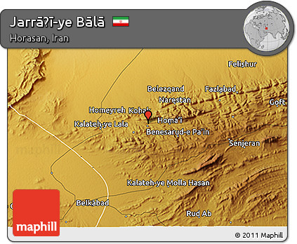 Physical 3D Map of Jarrāḩī-ye Bālā