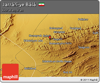 Physical 3D Map of Jarrāḩī-ye Bālā