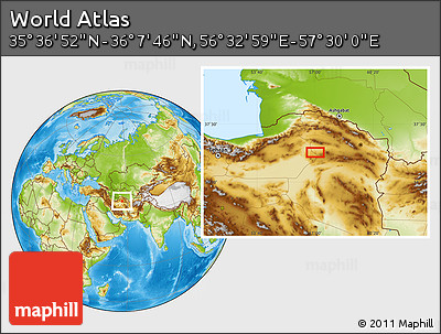 Physical Location Map of the Area around 35° 52' 19" N, 57° 1' 29" E
