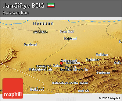 Physical Panoramic Map of Jarrāḩī-ye Bālā