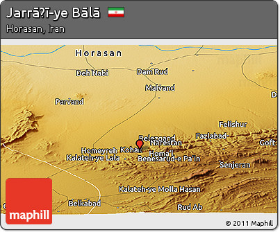 Physical Panoramic Map of Jarrāḩī-ye Bālā