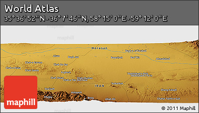 Physical Panoramic Map of the Area around 35° 52' 19" N, 58° 43' 30" E