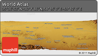 Physical Panoramic Map of the Area around 35° 52' 19" N, 58° 43' 30" E