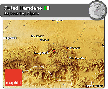 Physical 3D Map of Oulad Hamdane