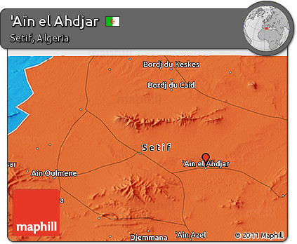 Political 3D Map of 'Aïn El Ahdjar