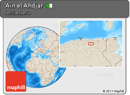 Shaded Relief Location Map of 'Aïn El Ahdjar