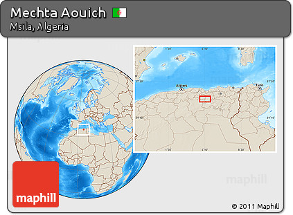 Shaded Relief Location Map of Mechta Aouich
