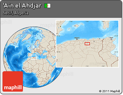 Shaded Relief Location Map of 'Aïn El Ahdjar