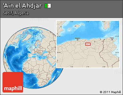 Shaded Relief Location Map of 'Aïn El Ahdjar