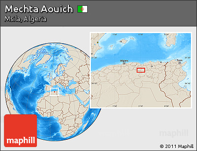 Shaded Relief Location Map of Mechta Aouich
