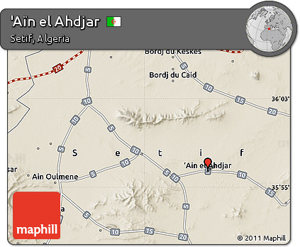 Shaded Relief Map of 'Aïn El Ahdjar