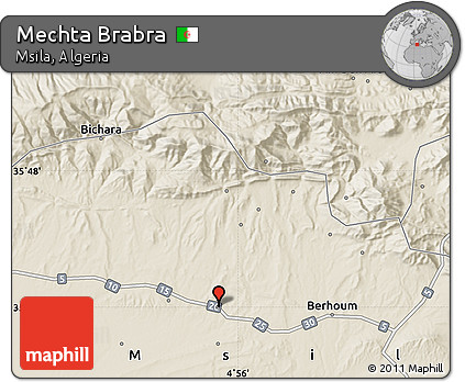 Shaded Relief Map of Mechta Brabra