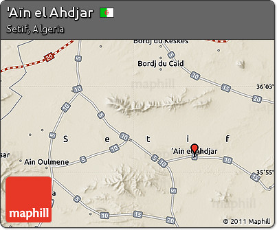 Shaded Relief Map of 'Aïn El Ahdjar