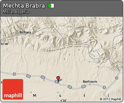 Shaded Relief Map of Mechta Brabra