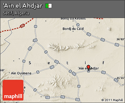 Shaded Relief Map of 'Aïn El Ahdjar