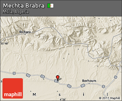 Shaded Relief Map of Mechta Brabra