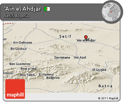 Shaded Relief Panoramic Map of 'Aïn El Ahdjar