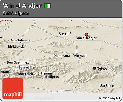 Shaded Relief Panoramic Map of 'Aïn El Ahdjar