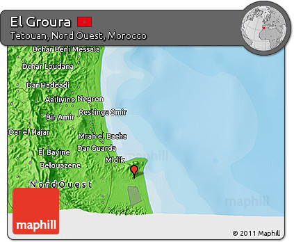 Political 3D Map of El Groura