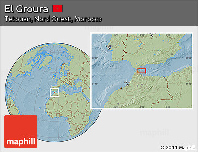 Savanna Style Location Map of El Groura, hill shading