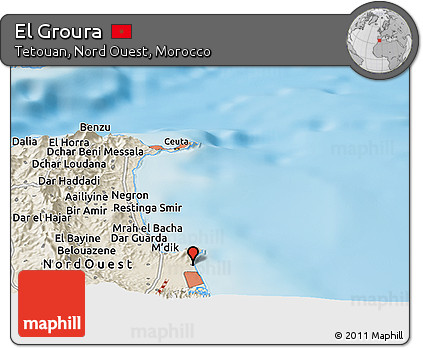 Shaded Relief Panoramic Map of El Groura