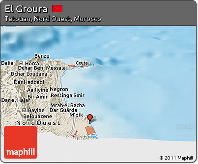 Shaded Relief Panoramic Map of El Groura