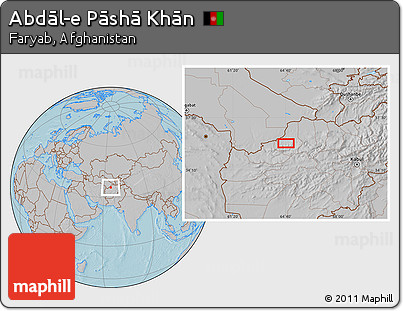 Gray Location Map of Abdāl-e Pāshā Khān, hill shading