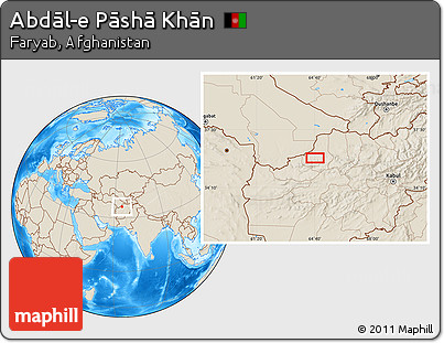 Shaded Relief Location Map of Abdāl-e Pāshā Khān