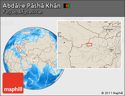 Shaded Relief Location Map of Abdāl-e Pāshā Khān