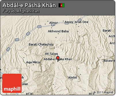 Shaded Relief Map of Abdāl-e Pāshā Khān