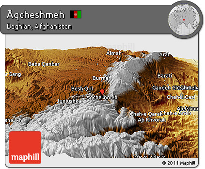 Physical Panoramic Map of Āqcheshmeh