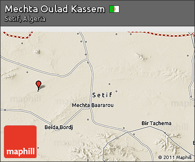 Shaded Relief 3D Map of Mechta Oulad Kassem