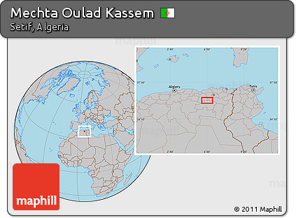 Gray Location Map of Mechta Oulad Kassem