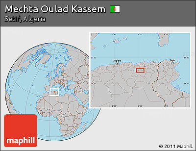 Gray Location Map of Mechta Oulad Kassem