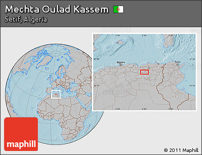 Gray Location Map of Mechta Oulad Kassem, hill shading