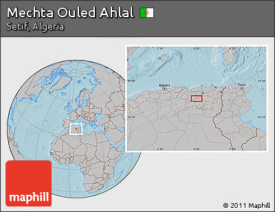 Gray Location Map of Mechta Ouled Ahlal, hill shading