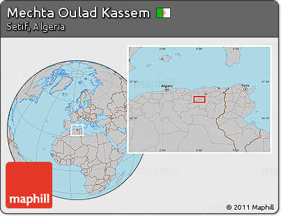 Gray Location Map of Mechta Oulad Kassem