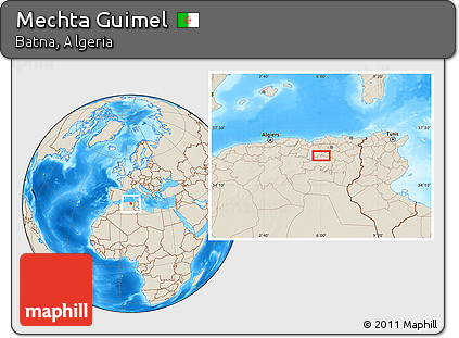 Shaded Relief Location Map of Mechta Guimel