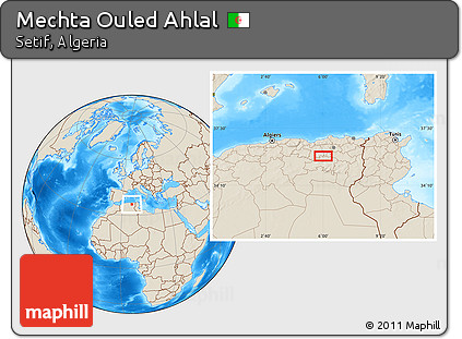 Shaded Relief Location Map of Mechta Ouled Ahlal