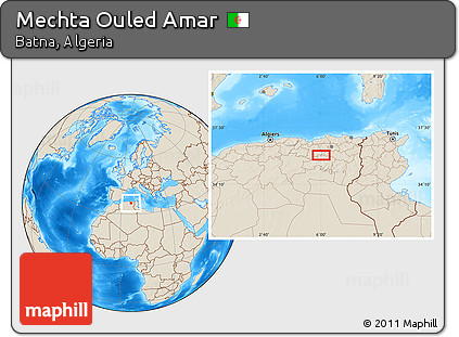 Shaded Relief Location Map of Mechta Ouled Amar