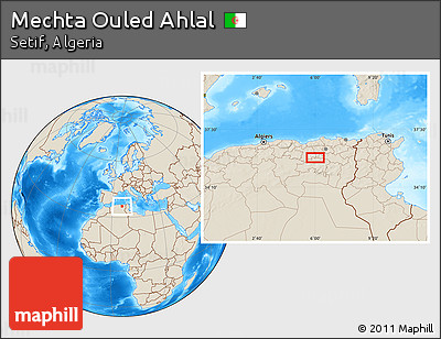 Shaded Relief Location Map of Mechta Ouled Ahlal