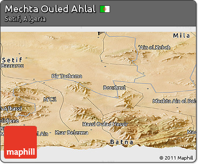 Satellite Panoramic Map of Mechta Ouled Ahlal