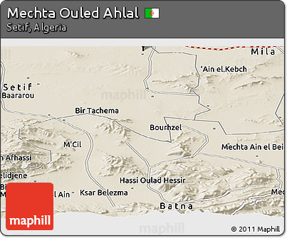 Shaded Relief Panoramic Map of Mechta Ouled Ahlal