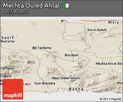 Shaded Relief Panoramic Map of Mechta Ouled Ahlal