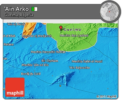 Political 3D Map of 'Aïn Arko