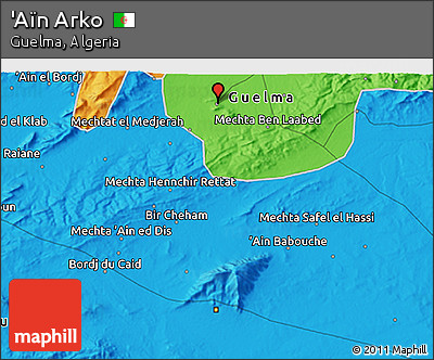 Political 3D Map of 'Aïn Arko