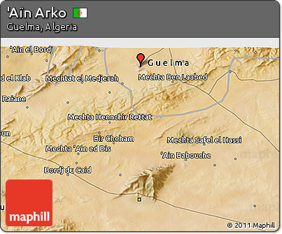 Satellite 3D Map of 'Aïn Arko