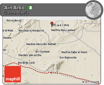Shaded Relief 3D Map of 'Aïn Arko