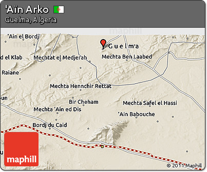 Shaded Relief 3D Map of 'Aïn Arko